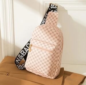 Geometrical Four‎ Leaf Clovers Stylish Sling Bag Pink and Brown